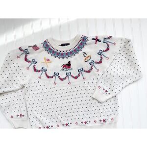 vtg Woolrich Fair Isle Americana birdseye‎ knit cotton sweater